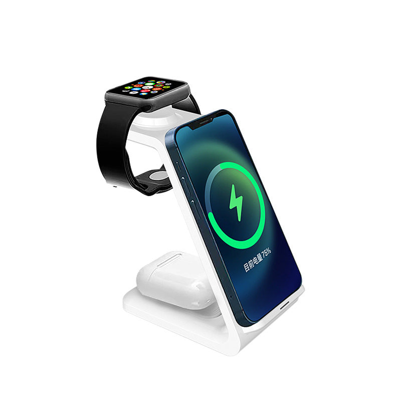 3-in-1 mobile phone holder with dual coil wireless fast charger stand
