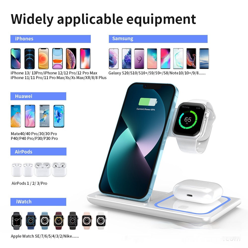 Foldable four-in-one wireless charger on desk