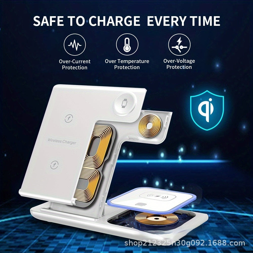 Foldable four-in-one wireless charger on desk