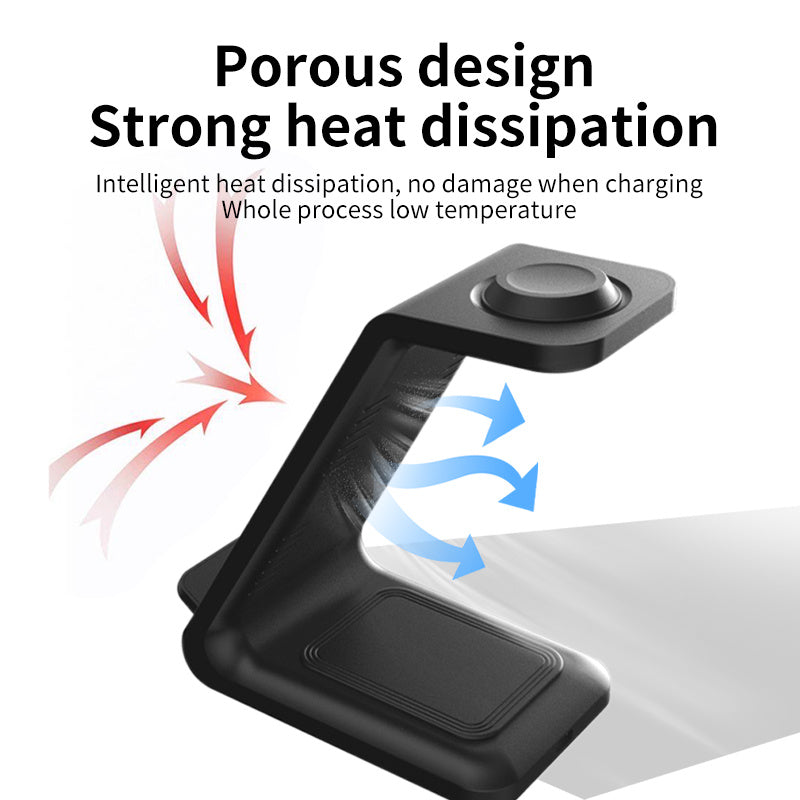 3-in-1 mobile phone holder with dual coil wireless fast charger stand