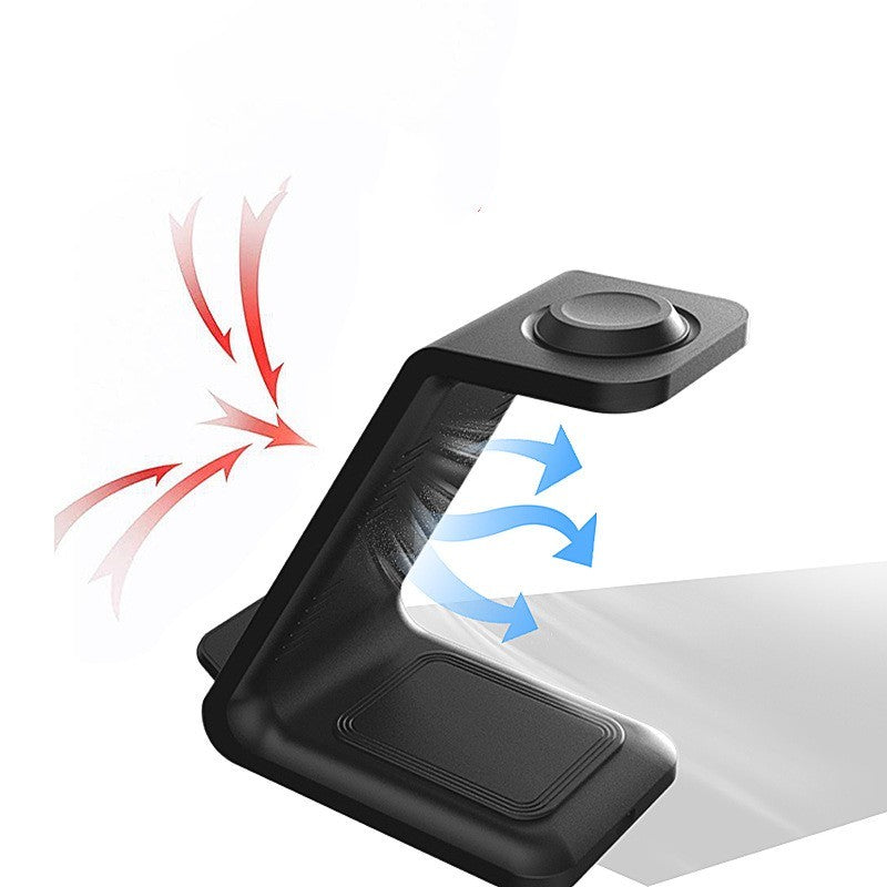 3-in-1 mobile phone holder with dual coil wireless fast charger stand